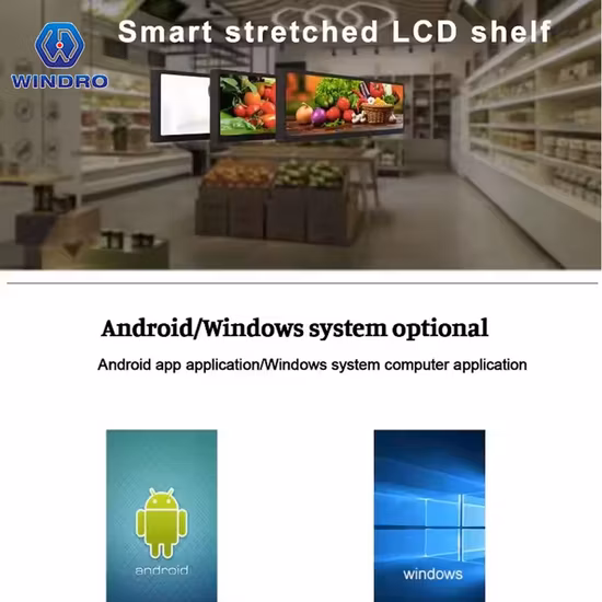 Schermo pubblicitario digitale allungato ultra largo da 21,5 pollici di alta qualità montato a parete Barra per monitor Segnaletica digitale allungata Barra allungata Display LCD sul bordo dello scaffale